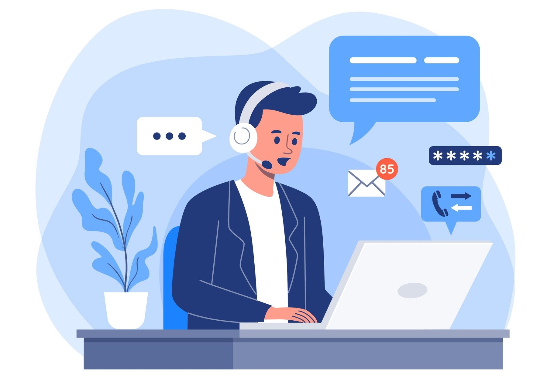 Representação do suporte técnico online